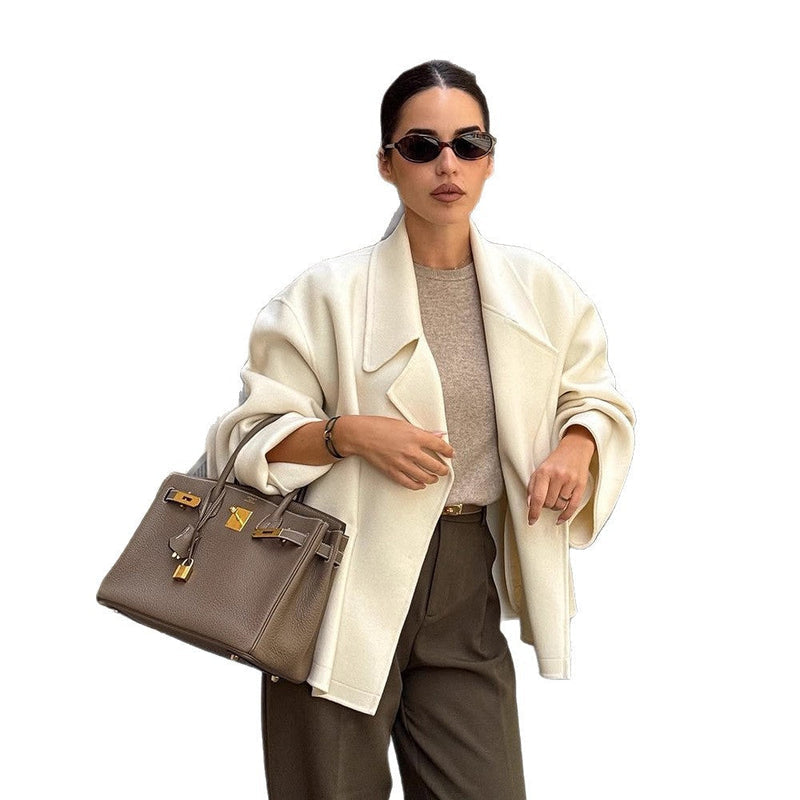 Oversized Wolljacke mit Voluminösen Ärmeln für Damen