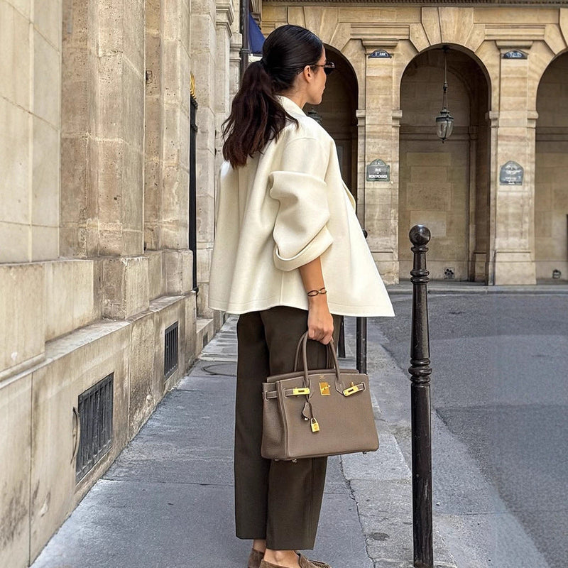 Oversized Wolljacke mit Voluminösen Ärmeln für Damen