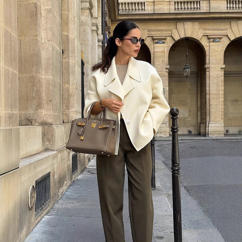 Oversized Wolljacke mit Voluminösen Ärmeln für Damen