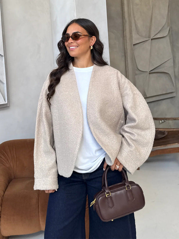 Oversized Wolljacke für Damen mit eleganten Details