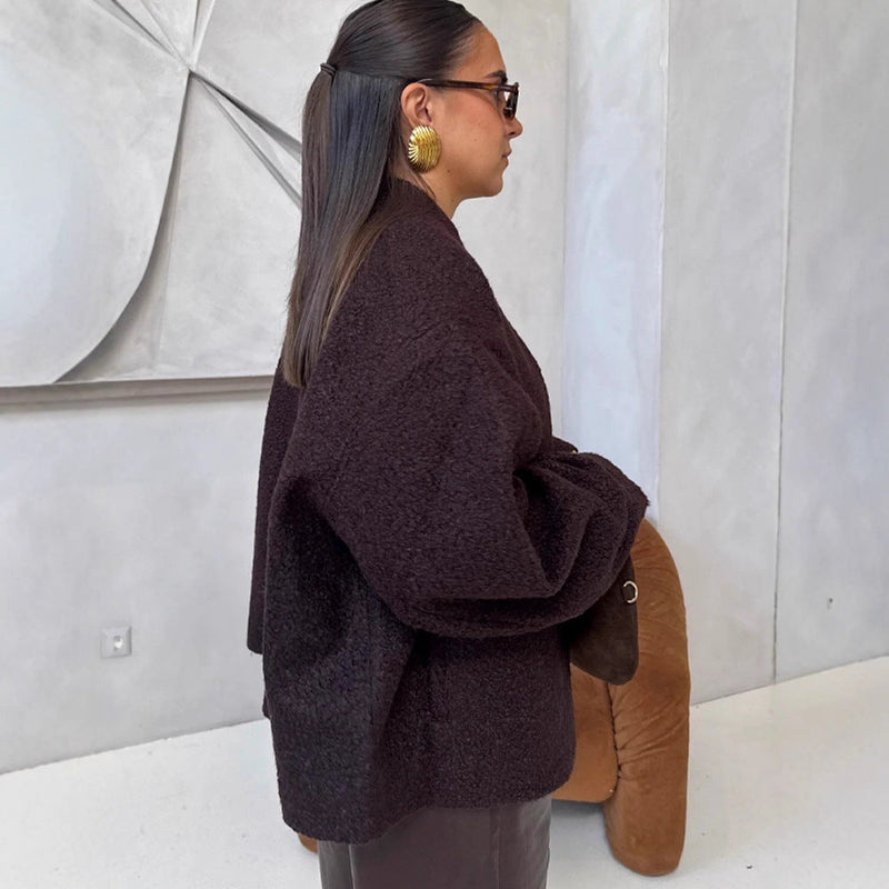 Oversized Wolljacke für Damen mit eleganten Details