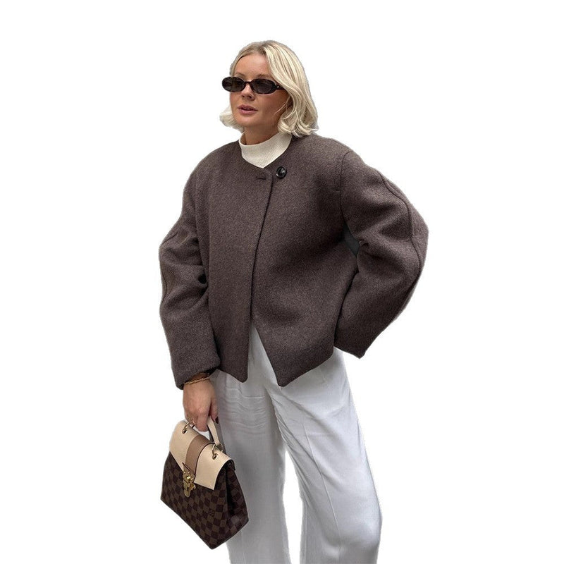 Oversized Wolljacke mit eleganten Knöpfen für Damen