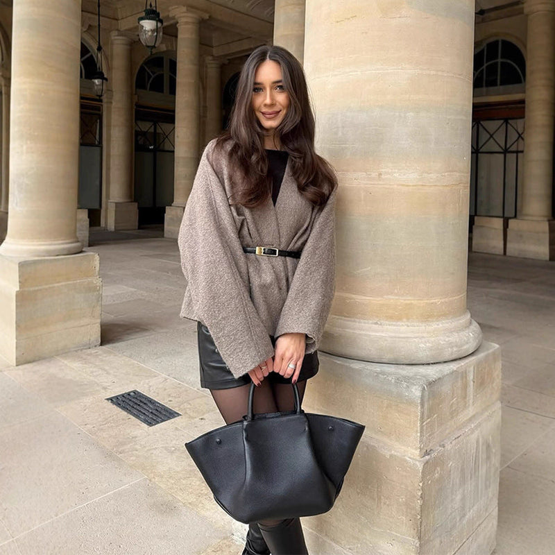 Oversized Wolljacke mit Gürtel für Damen