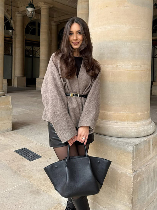 Oversized Wolljacke mit Gürtel für Damen