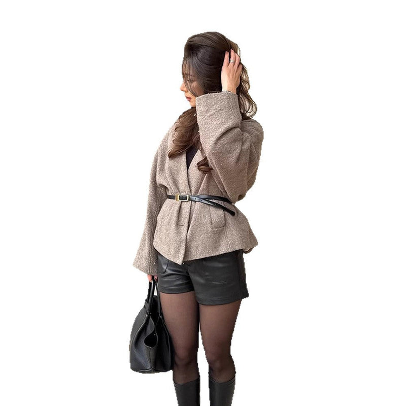 Oversized Wolljacke mit Gürtel für Damen