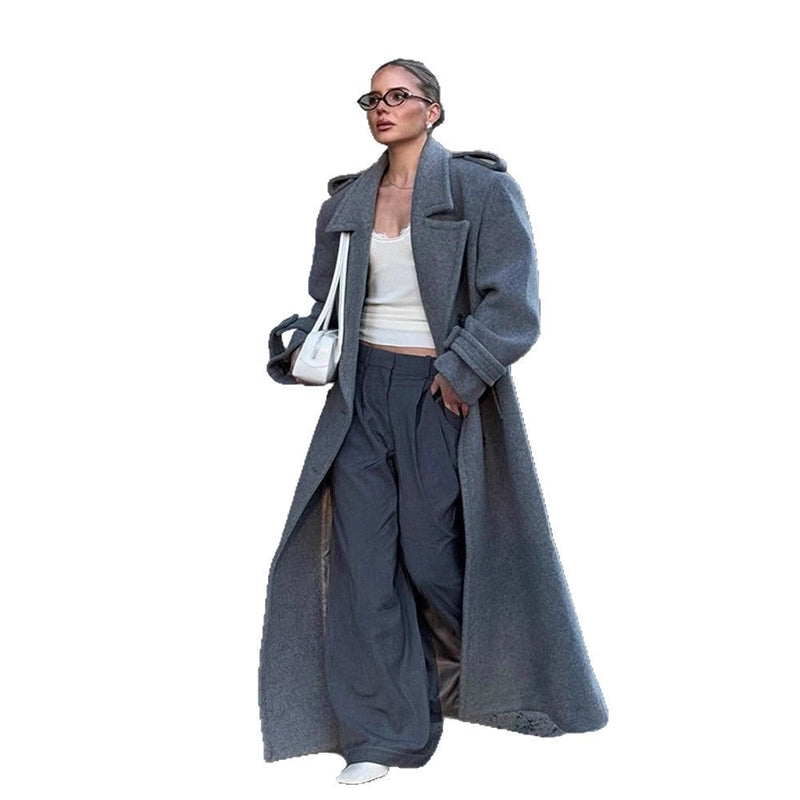 Oversized Wollmantel für Damen mit Knopfdetails