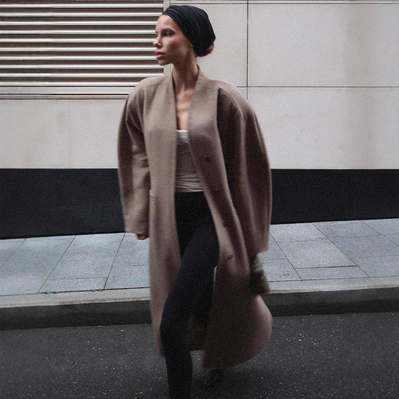 Oversized Wollmantel mit Rüschen für Damen