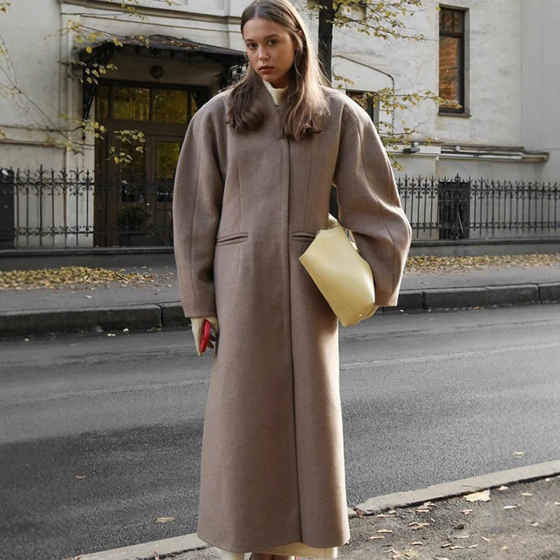 Oversized Wollmantel mit Rüschen für Damen