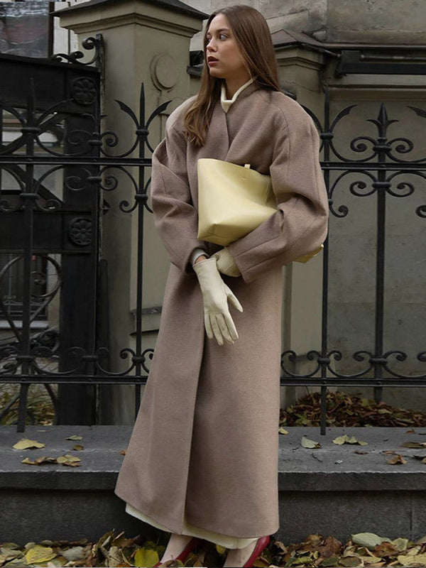 Oversized Wollmantel mit Rüschen für Damen