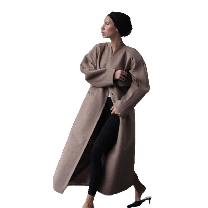 Oversized Wollmantel mit Rüschen für Damen