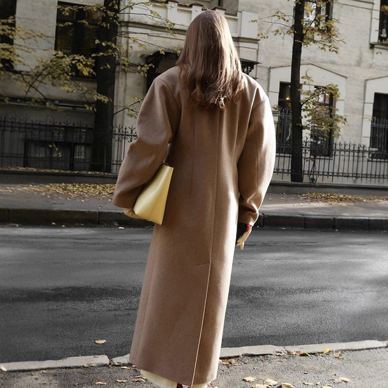 Oversized Wollmantel mit Rüschen für Damen