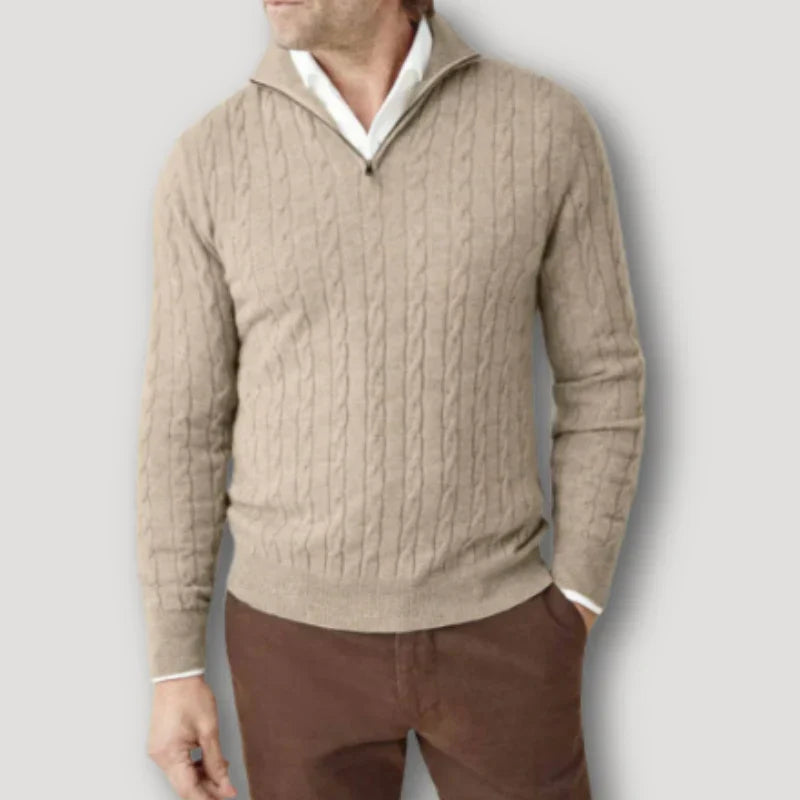 Ryley - Italienischer kaschmirpullover mit reißverschluss für herren