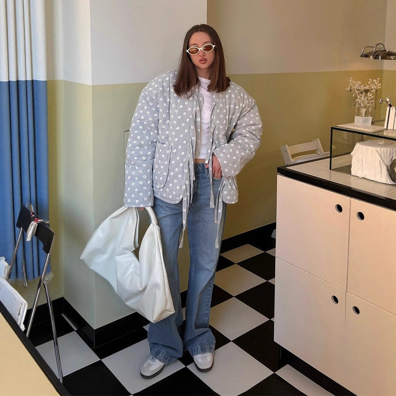 Quilted Jacke mit Polka-Dots für Damen