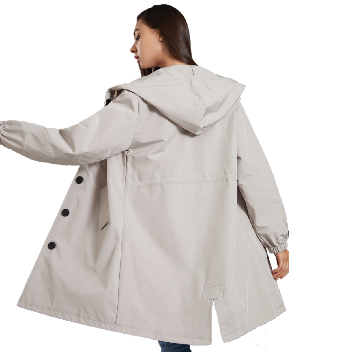 Regenjacke für Damen mit Reißverschluss und Kapuze