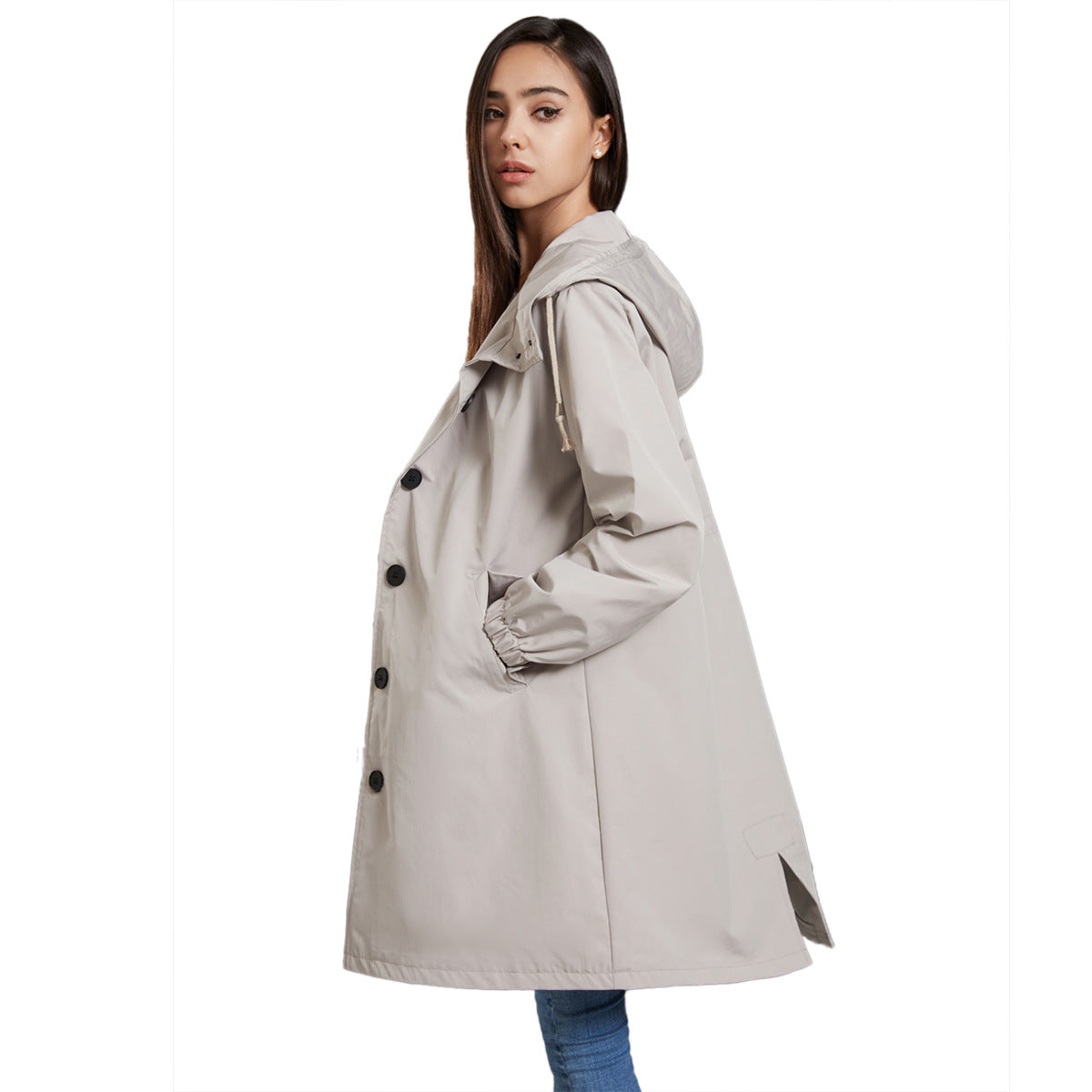 Regenjacke für Damen mit Reißverschluss und Kapuze