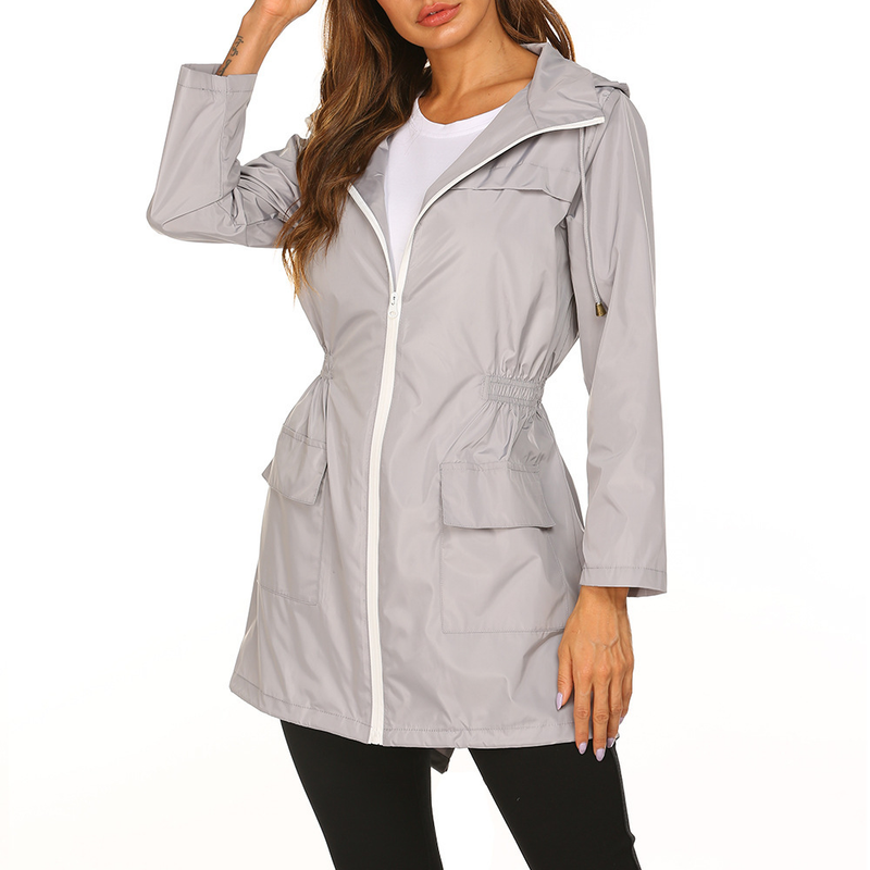 Damen Regenjacke lang mit Kapuze