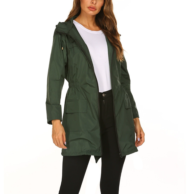 Damen Regenjacke lang mit Kapuze
