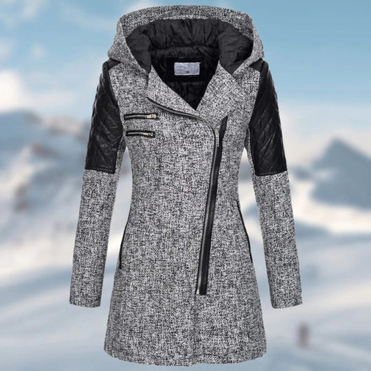 Paityn - Langer Damen Wintermantel Mit Kapuze