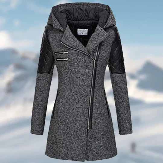 Paityn - Langer Damen Wintermantel Mit Kapuze