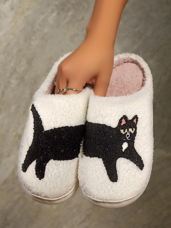 Hausschuhe mit Katzenmotiv für Damen