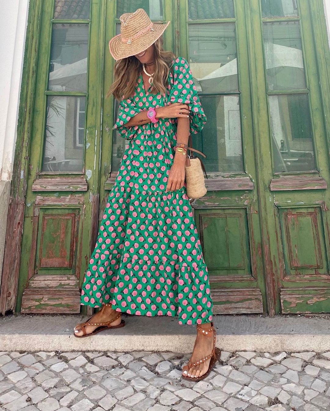 Alina - Bohemisches V-Ausschnitt Kleid