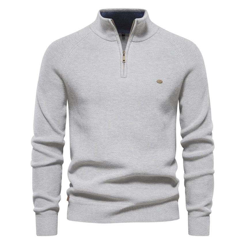 Gregory - Gestrickter herrenpullover mit reißverschlusskragen