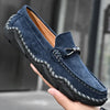 Herren-Wildleder-Slipper mit Handnaht und Gummisohle