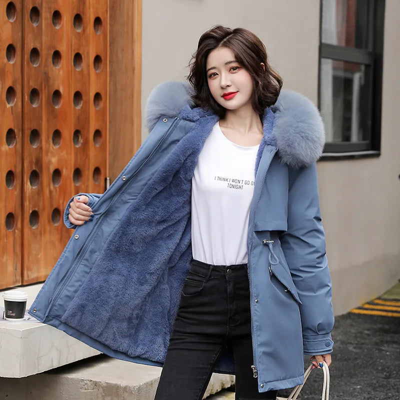 Frances - Warm gefütterte winterjacke mit kapuze für damen