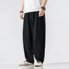 Herren-Leinenhose mit weitem Bein und Kordelzug in der Taille