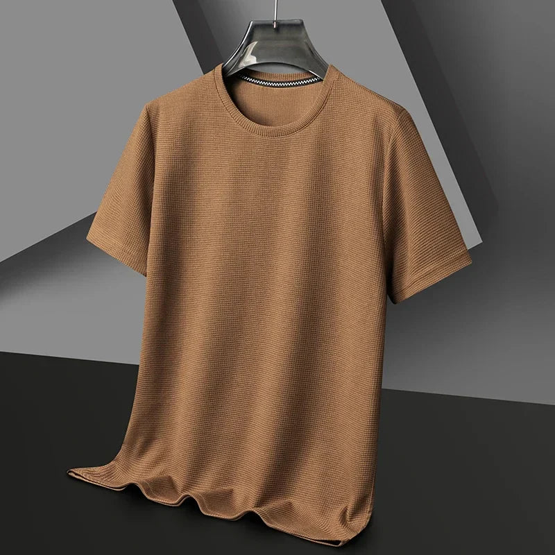 Herren Sommer-Waffelshirt - Locker geschnittenes Baumwoll-T-Shirt