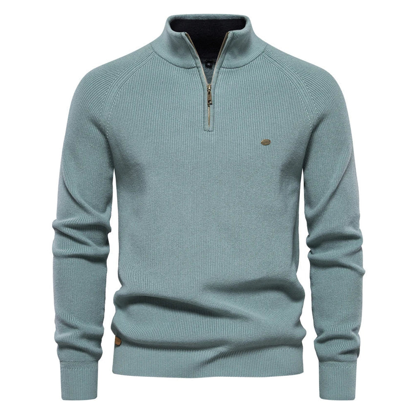 Gregory - Gestrickter herrenpullover mit reißverschlusskragen