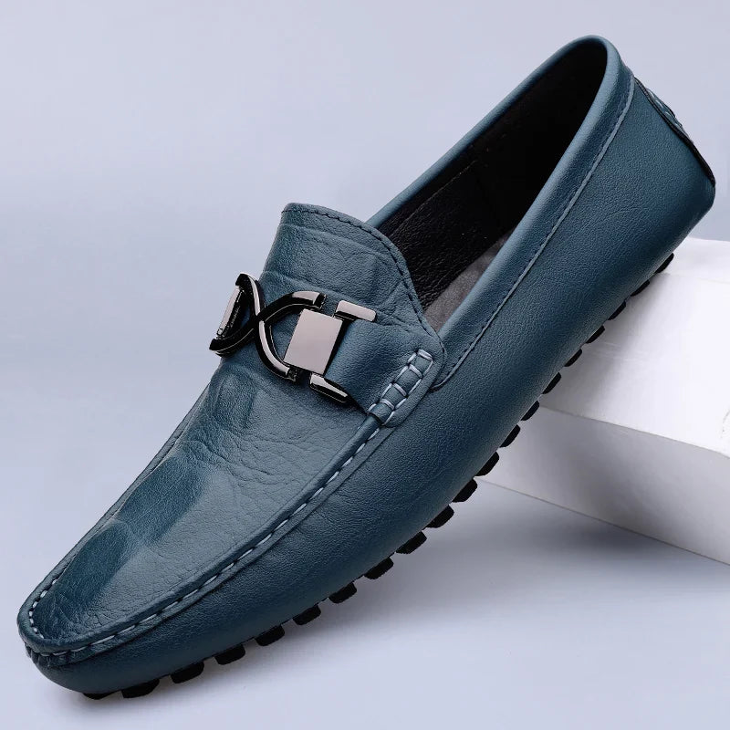 Herren-Lederhalbschuhe mit Schnalle und Gummi-Fahrsohle