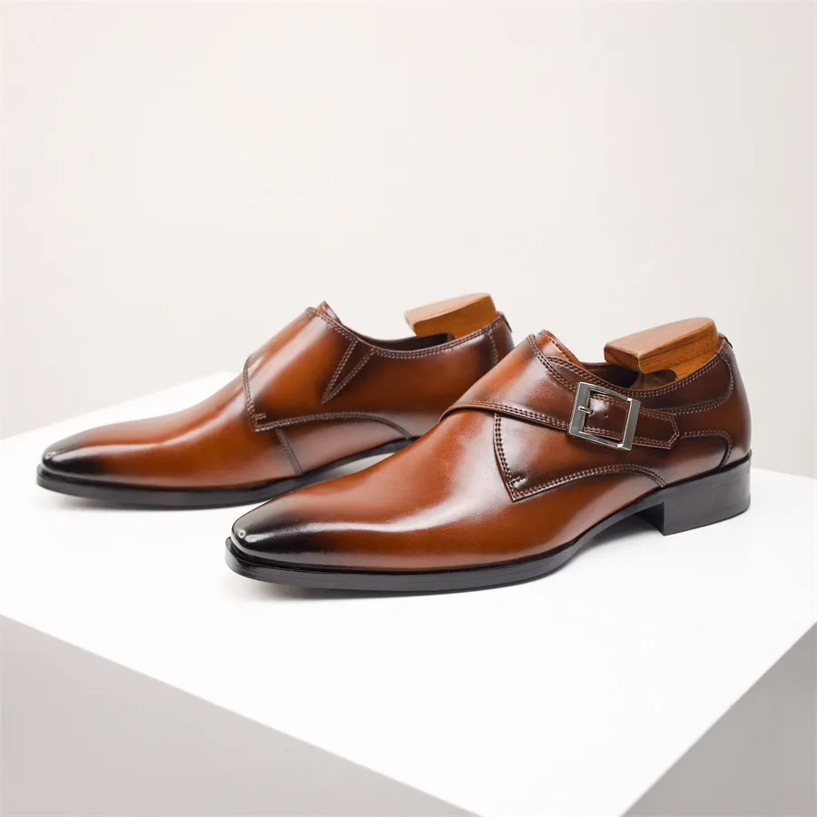 Herren Lancaster Anzugschuhe aus echtem Leder mit Metallschnalle