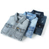 Herren-Jeansjacke mit Vintage-Waschung und Knopfleiste vorne