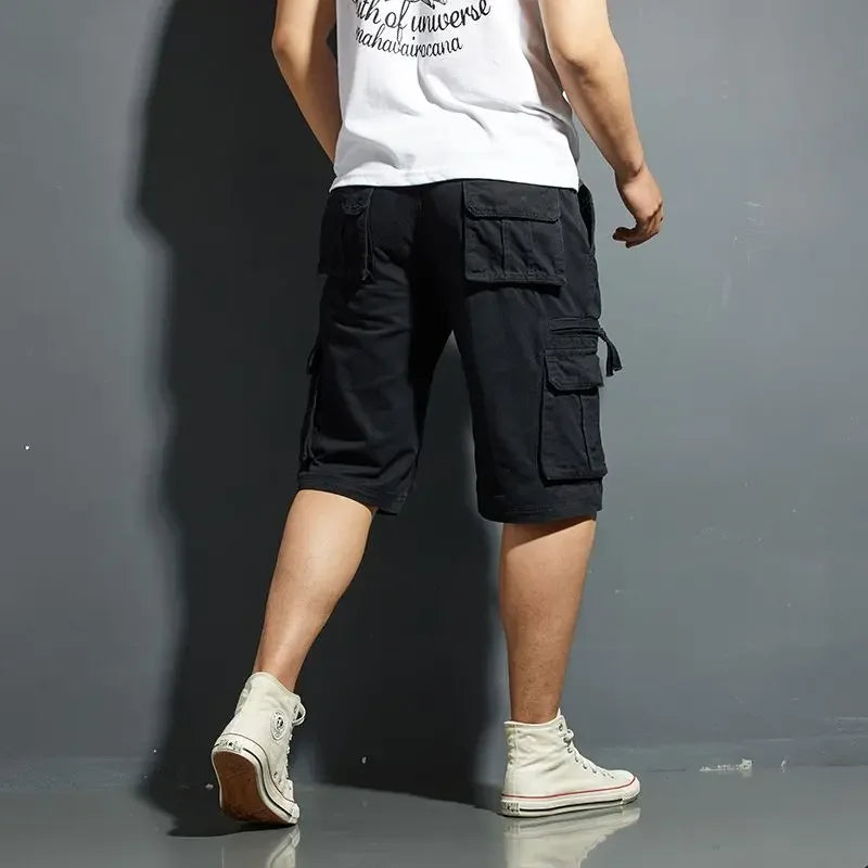 Herren-Cargoshorts mit Reißverschlusstaschen und Baumwollmischgewebe