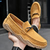 Herren-Wildleder-Slipper mit Handnaht und Gummisohle