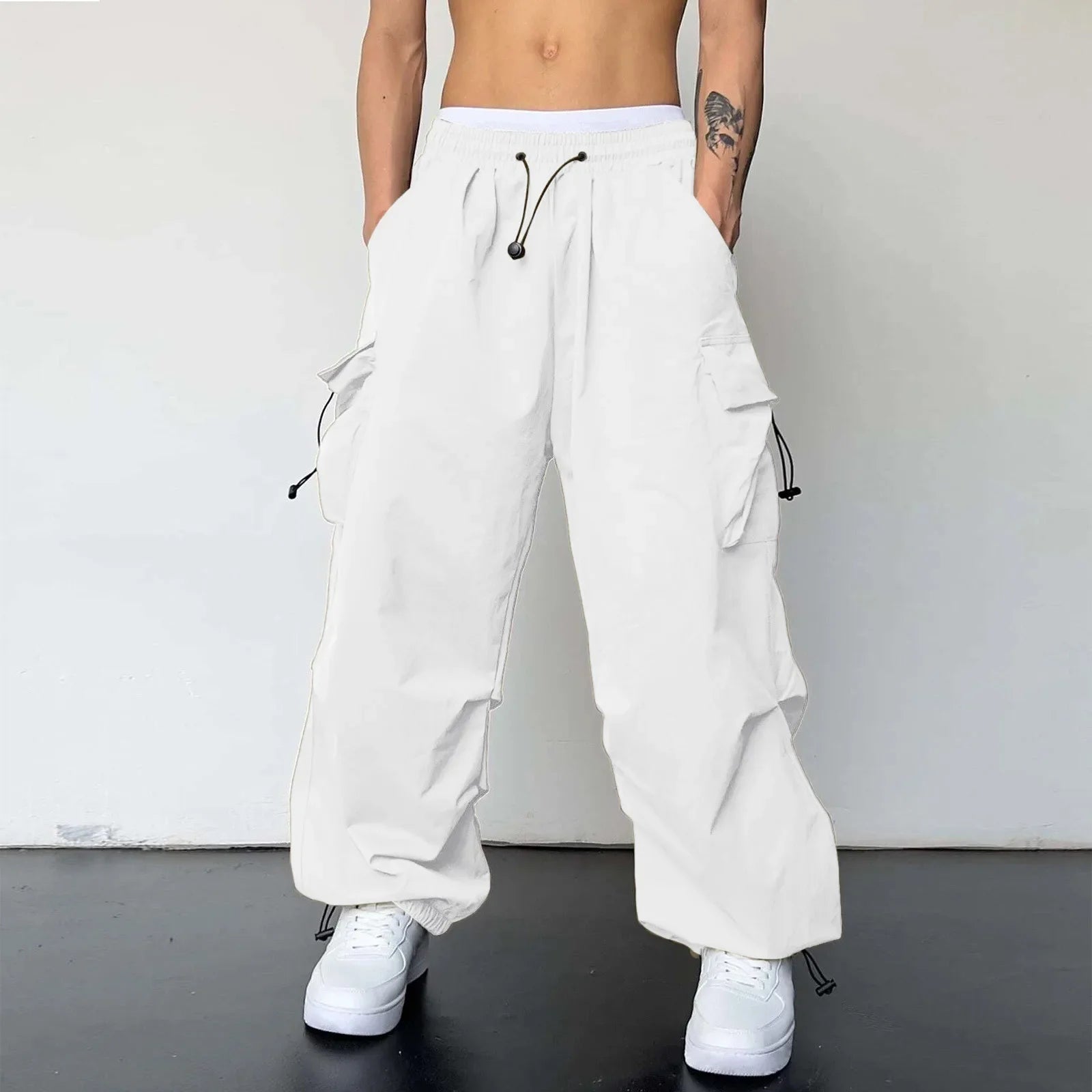 Herren Streetwear-Cargohose mit verstellbarem Bund und Beinabschlüssen