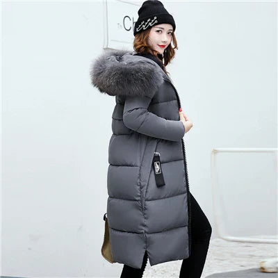 Mila - Langer wintermantel mit pelzkragen für damen