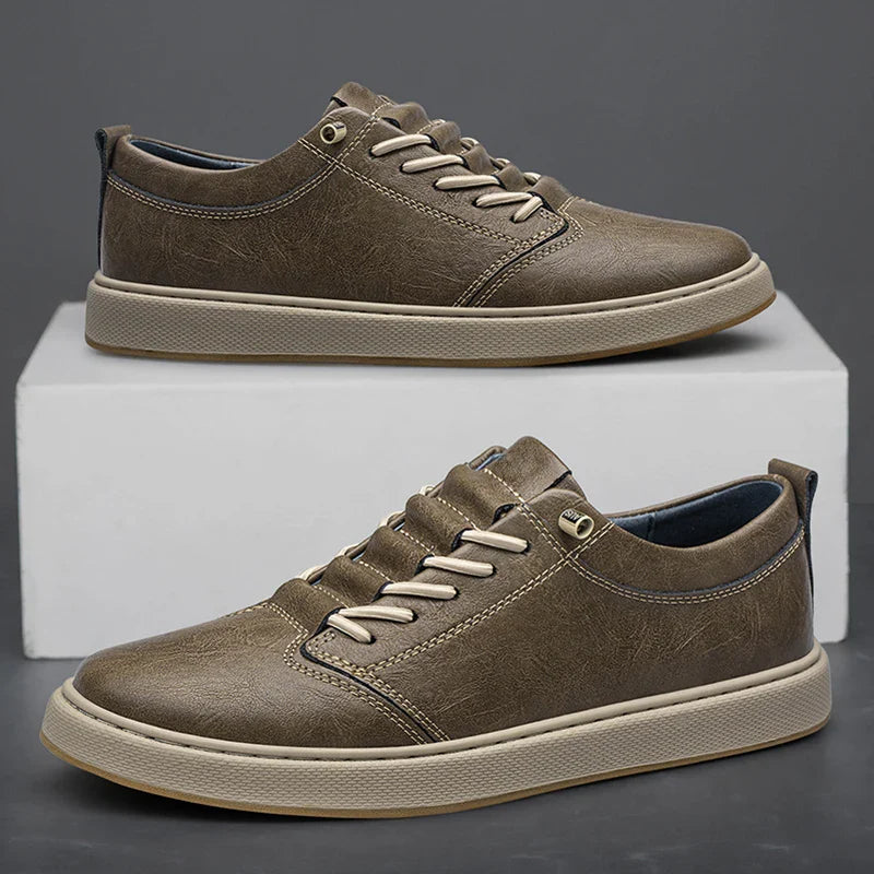 Herren-Leder-Oxford-Schuhe mit Gummisohle und Schnürung vorne