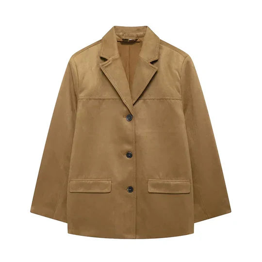 Ember - brauner Blazermantel für Damen im Retro-Look