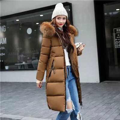 Mila - Langer wintermantel mit pelzkragen für damen