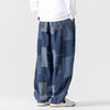 Herren-Patchwork-Jeans mit lockerer Passform und Kordelzug in der Taille