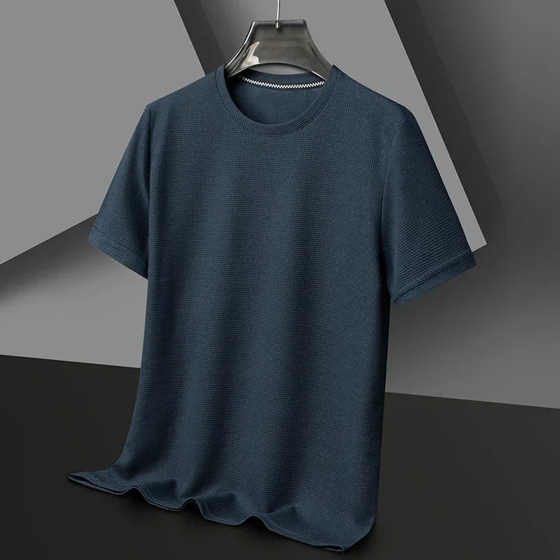 Herren Sommer-Waffelshirt - Locker geschnittenes Baumwoll-T-Shirt