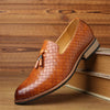 Herren-Slipper aus Spaltleder mit Quasten und gewebtem Finish