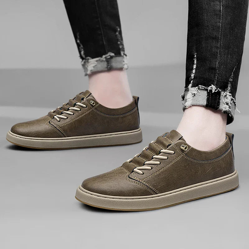 Herren-Leder-Oxford-Schuhe mit Gummisohle und Schnürung vorne