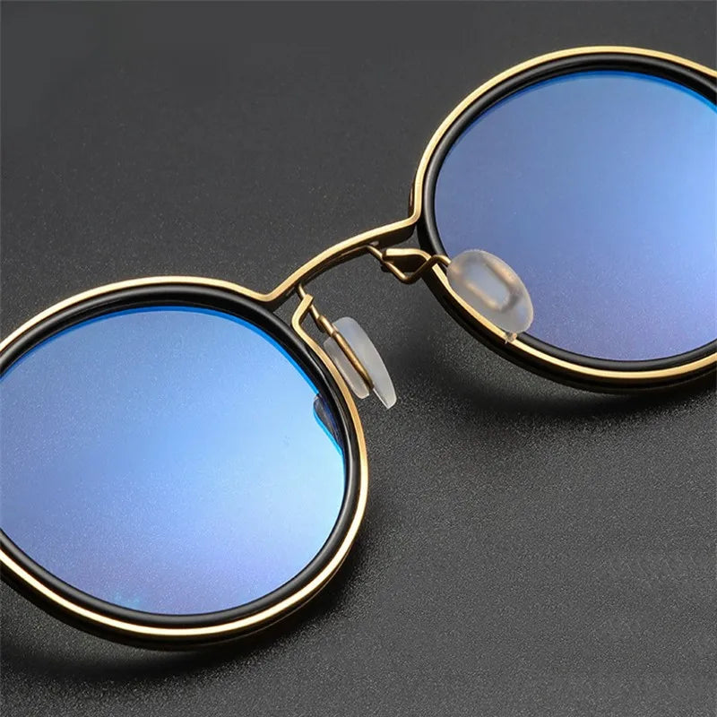 Unisex-Rundbrille aus Metall mit Blaulichtfilter für Bildschirme