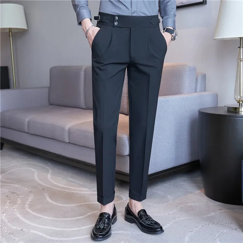 Herren Hochtaillierte Anzughose - Viskose-Spandex-Mix