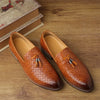 Herren-Slipper aus Spaltleder mit Quasten und gewebtem Finish