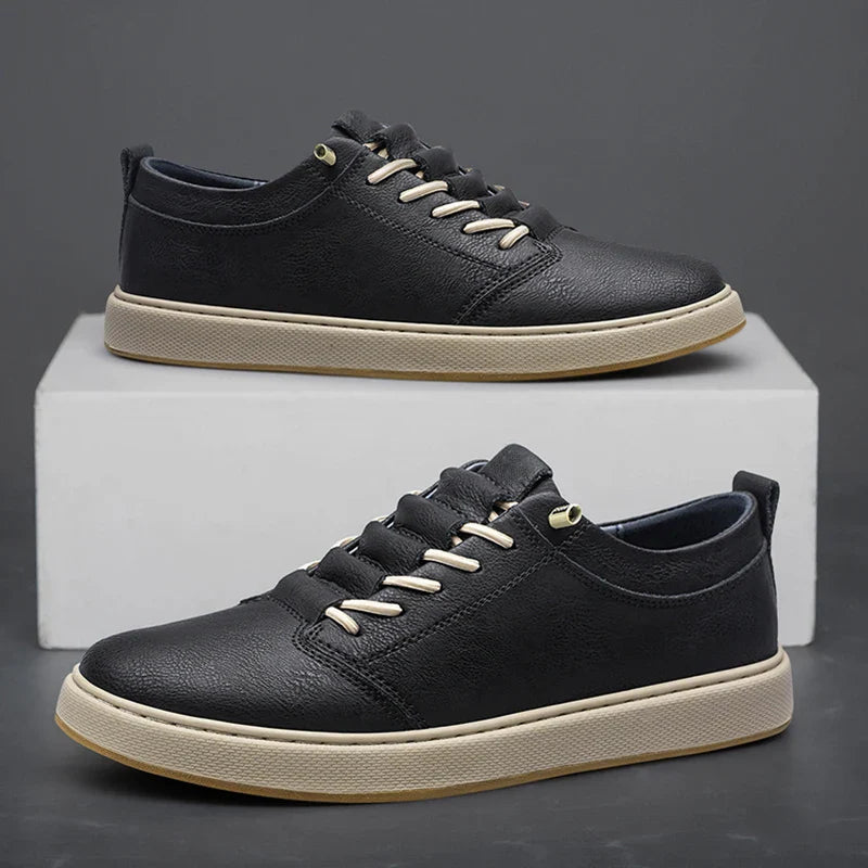 Herren-Leder-Oxford-Schuhe mit Gummisohle und Schnürung vorne