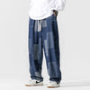 Herren-Patchwork-Jeans mit lockerer Passform und Kordelzug in der Taille
